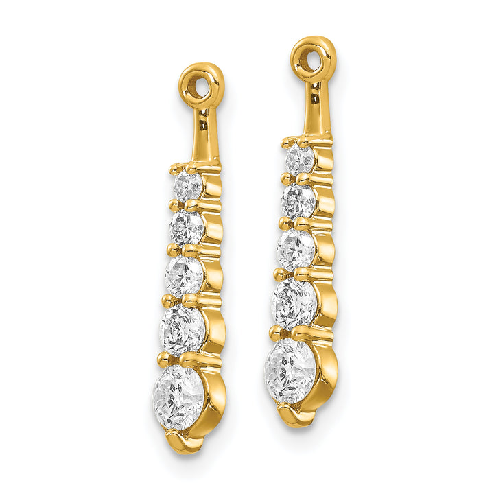 14k Yellow Gold 5/8 T SI-2 Diamond 5-Stone Dangle Earring Jackets