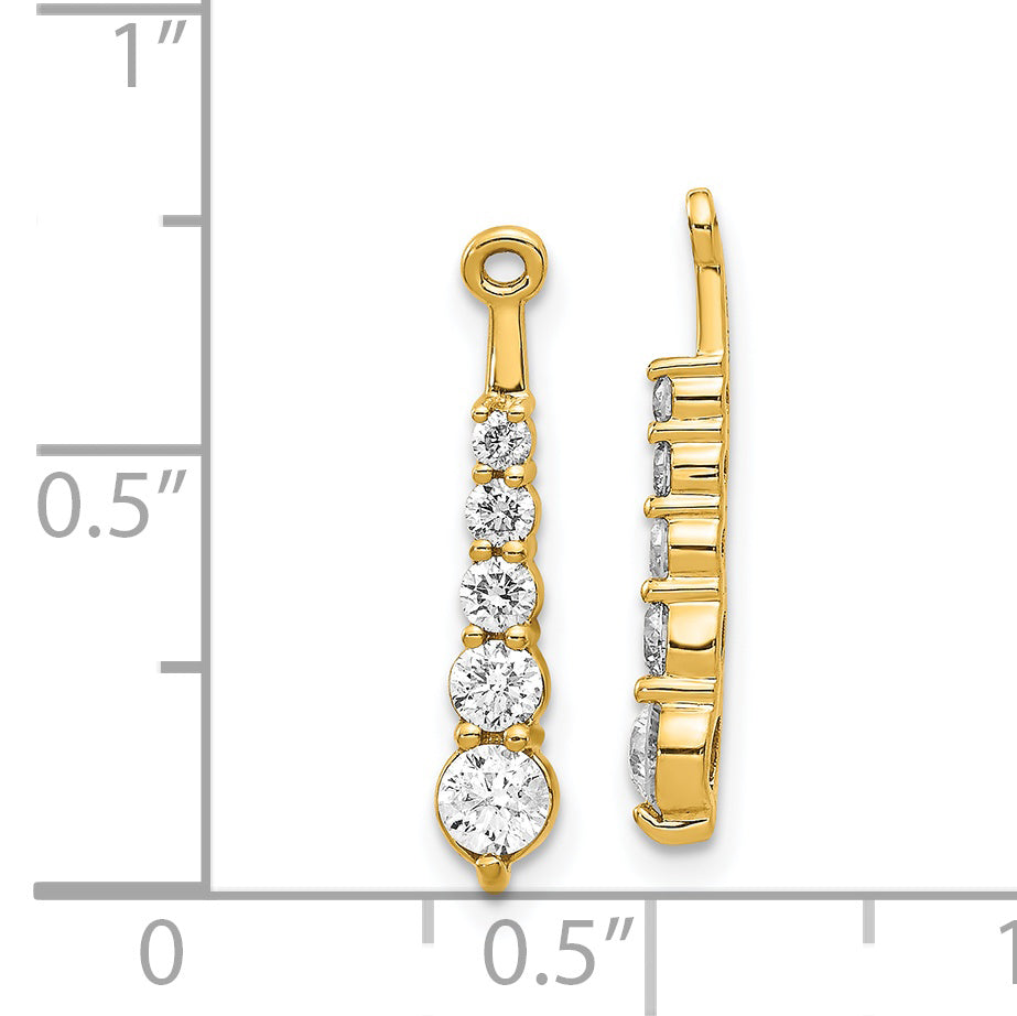 14k Yellow Gold 5/8 T SI-2 Diamond 5-Stone Dangle Earring Jackets