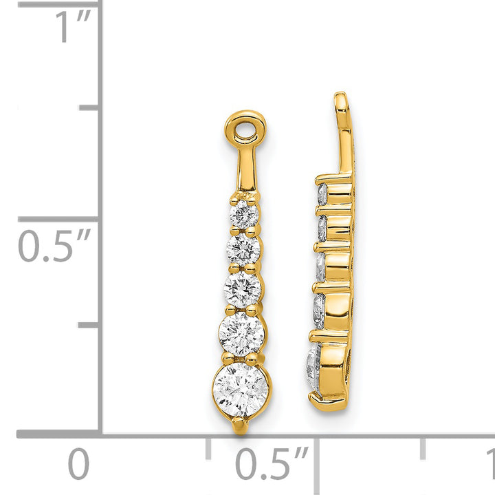 14k Yellow Gold 5/8 T SI-2 Diamond 5-Stone Dangle Earring Jackets