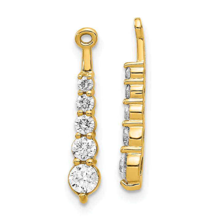 14k Yellow Gold 5/8 T SI-2 Diamond 5-Stone Dangle Earring Jackets