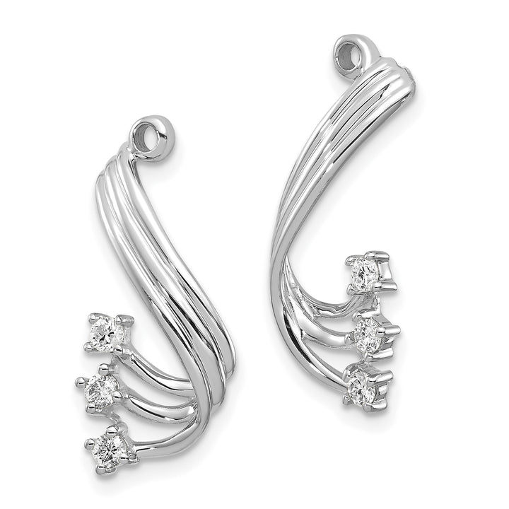 14k White Gold 1/5 CT Si1-2  Diamond Fancy Twist Earring Jackets