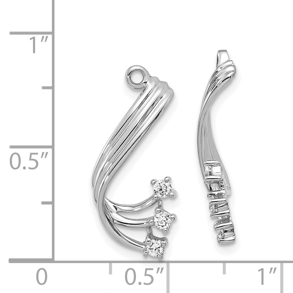 14k White Gold 1/5 CT Si1-2  Diamond Fancy Twist Earring Jackets