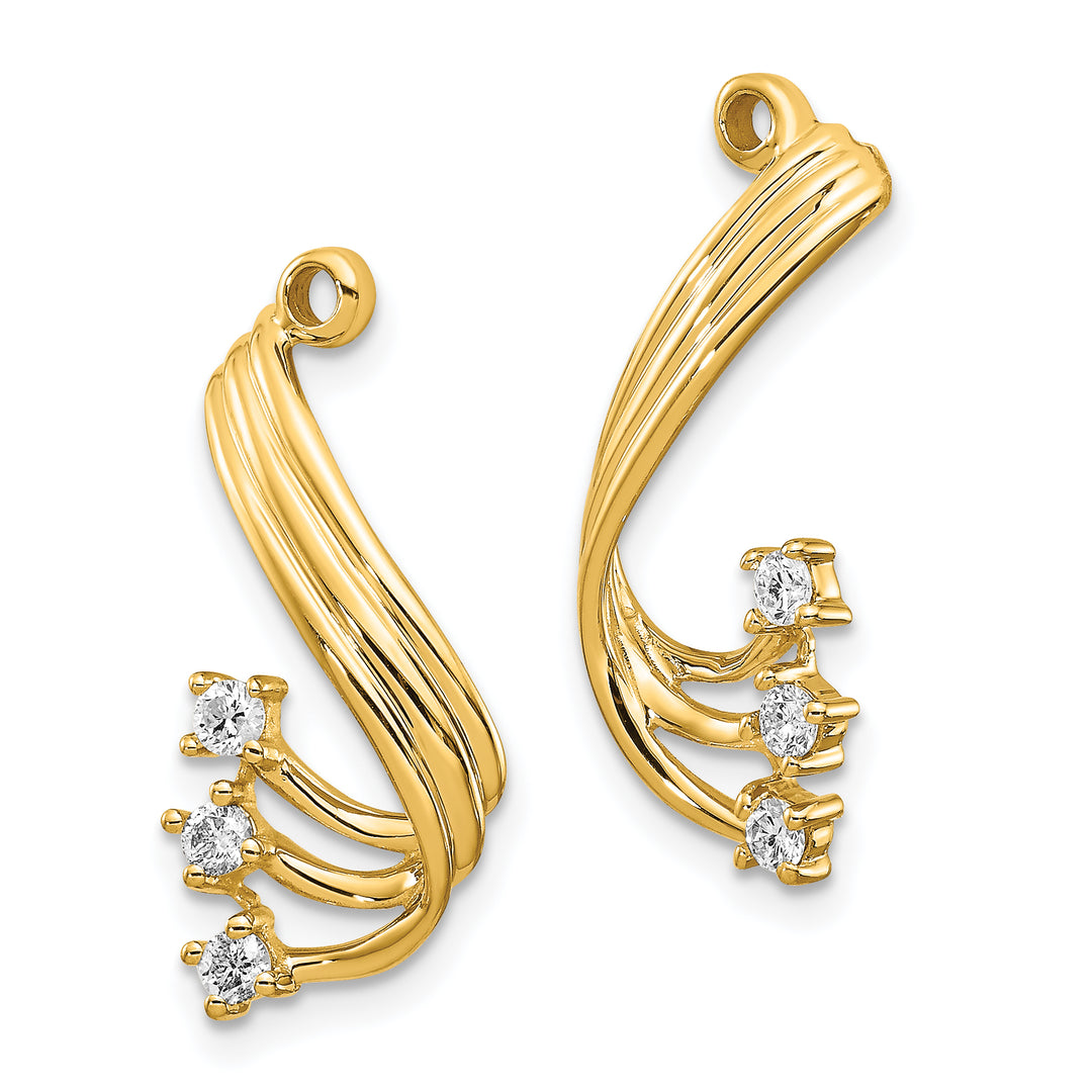 14k Yellow Gold 1/5 CT I1 Diamond Fancy Twist Earring Jackets