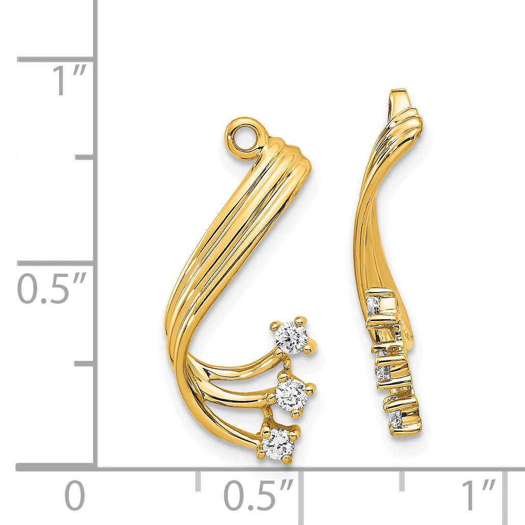 14k Yellow Gold 1/5 CT I1 Diamond Fancy Twist Earring Jackets