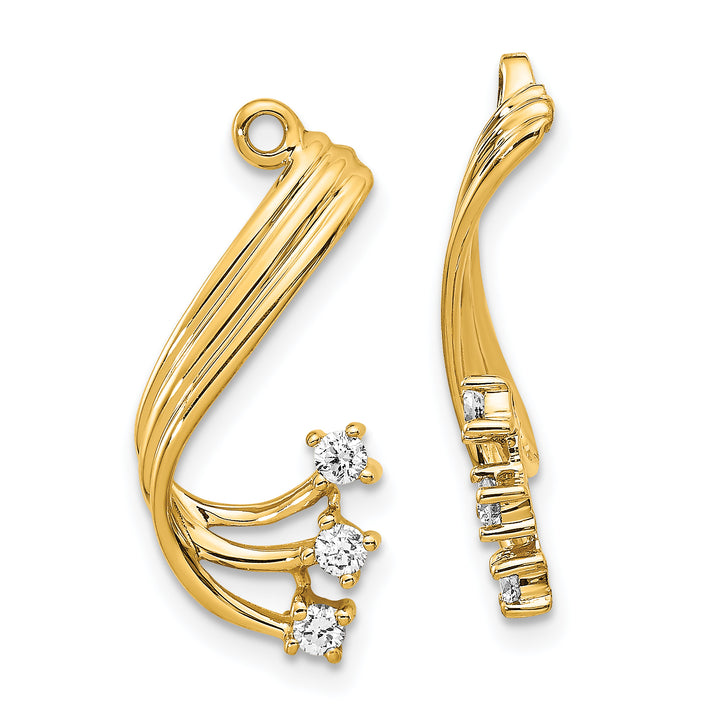 14k Yellow Gold 1/5 CT I1 Diamond Fancy Twist Earring Jackets