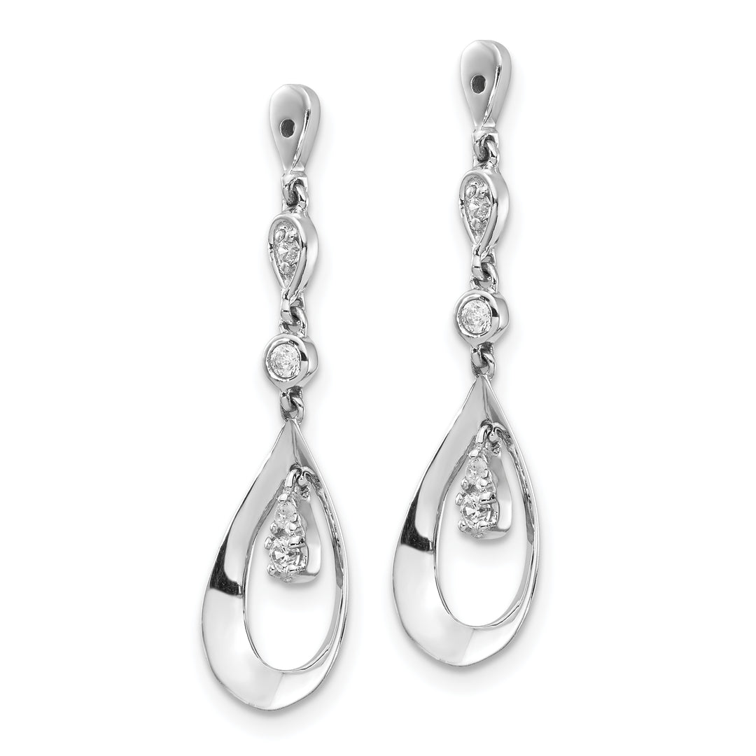 14k White Gold 1/8 carat Diamond Teardrop Dangle Earring Jackets