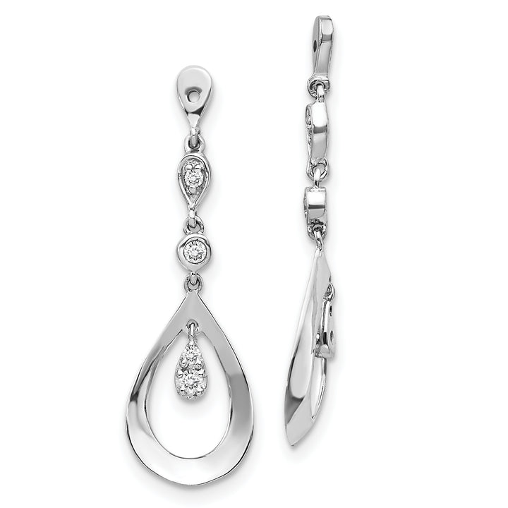 14k White Gold 1/8 carat Diamond Teardrop Dangle Earring Jackets