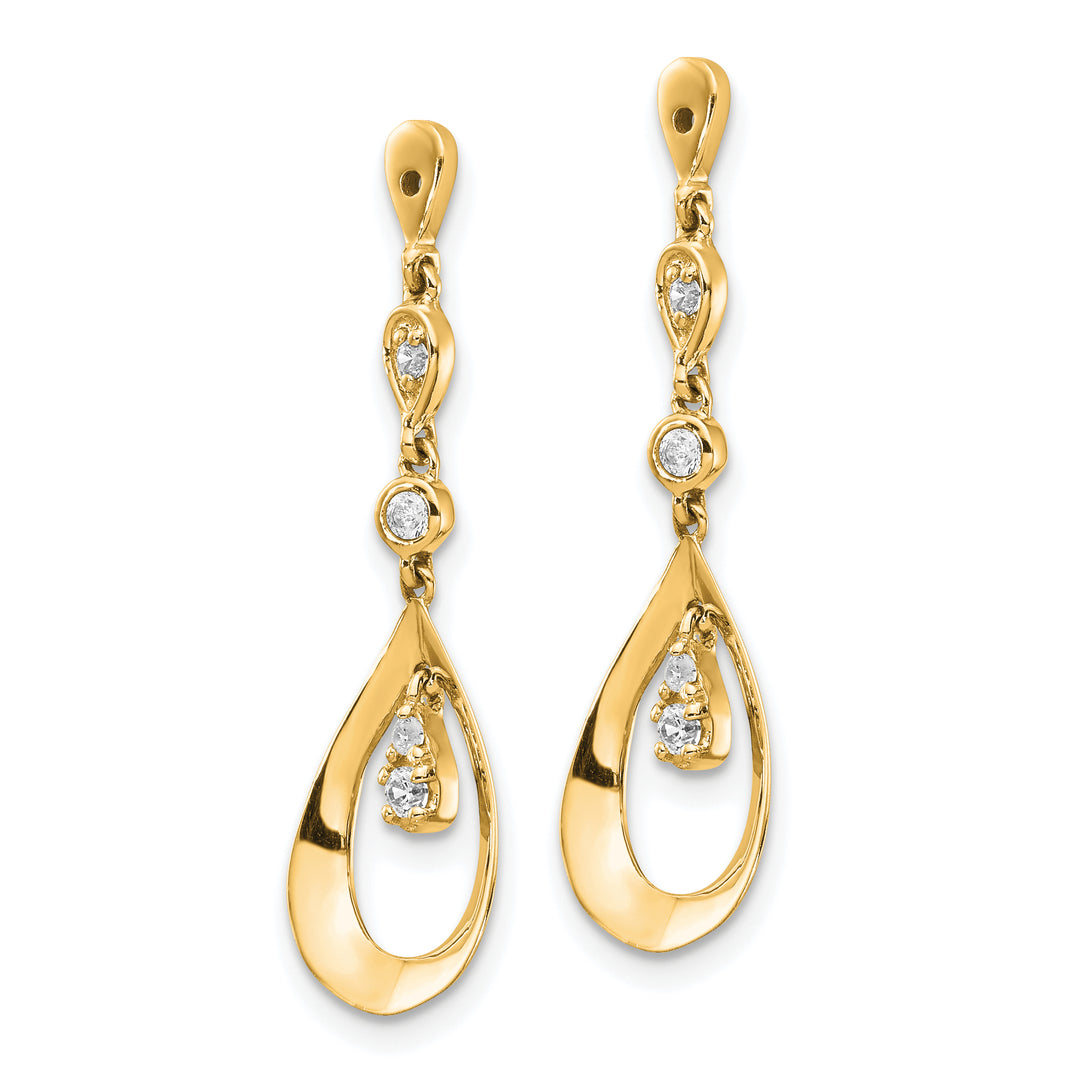 14k Yellow Gold 1/8 CT Diamond Teardrop Dangle Earring Jackets