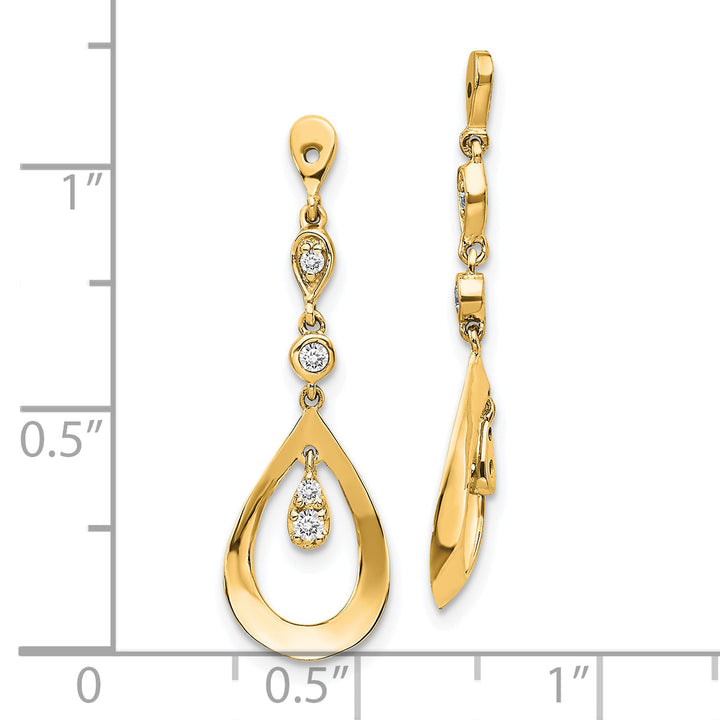 14k Yellow Gold 1/8 CT Diamond Teardrop Dangle Earring Jackets