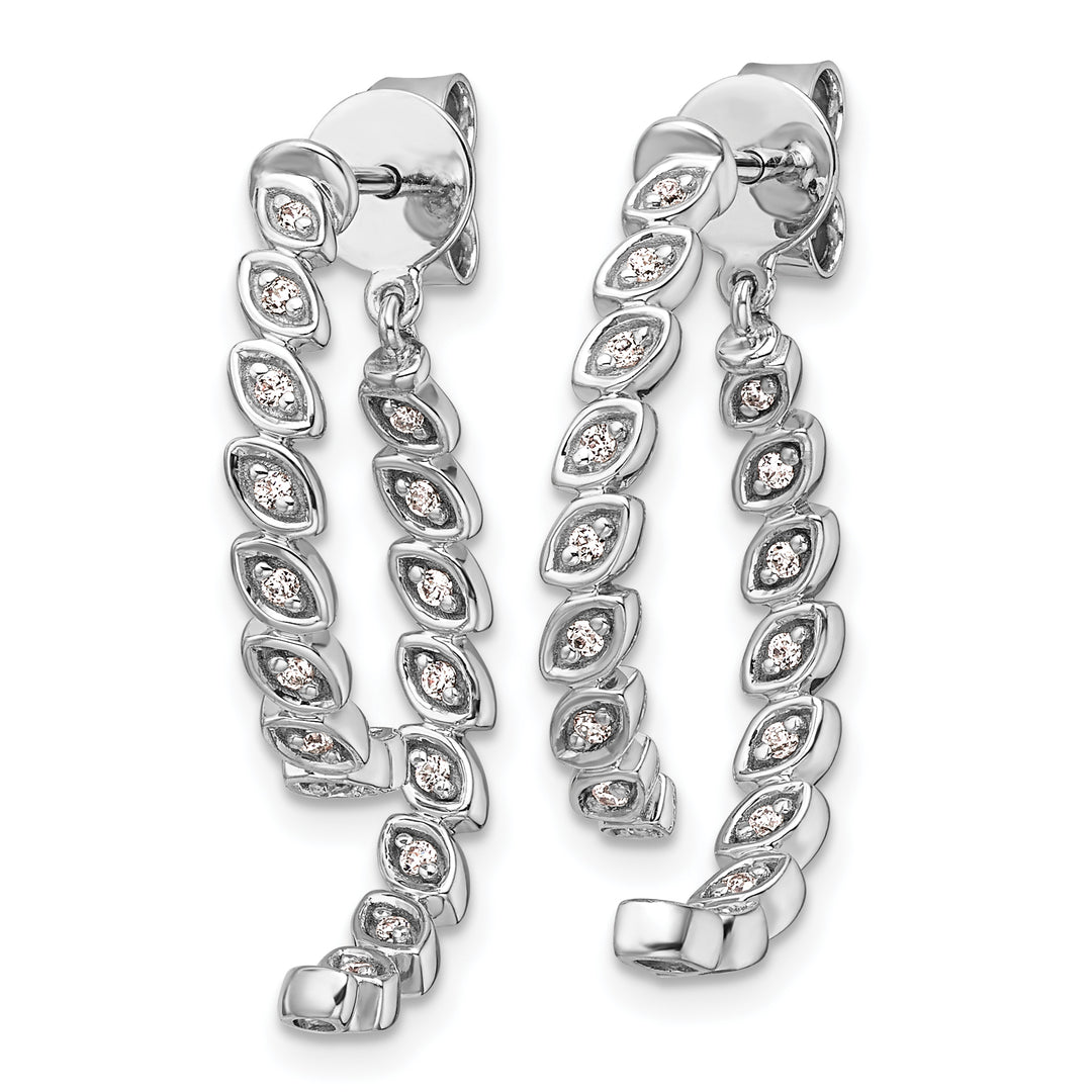 14K White Gold Polished 1/5 CT Diamond Front Back Dangle Earrings