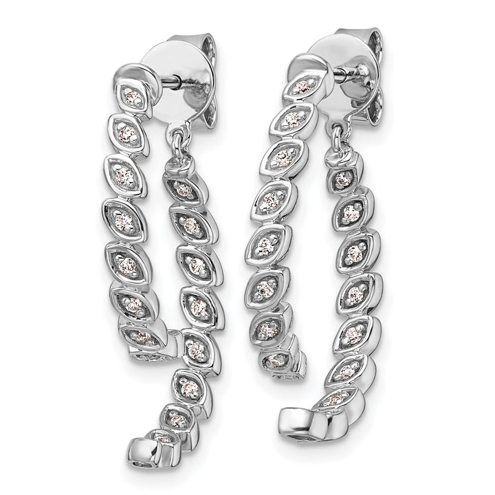 14K White Gold Polished 1/5 CT Diamond Front Back Dangle Earrings