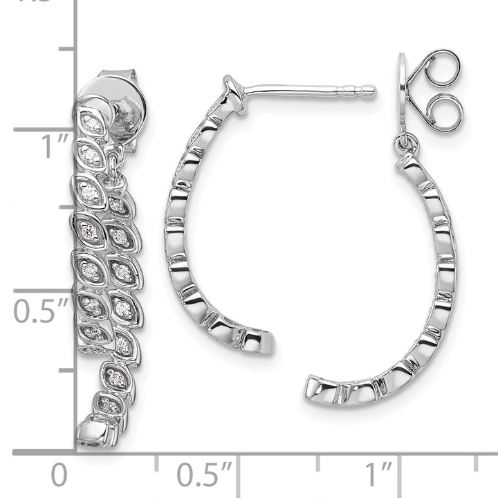 14K White Gold Polished 1/5 CT Diamond Front Back Dangle Earrings