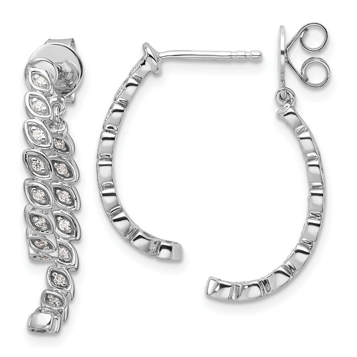 14K White Gold Polished 1/5 CT Diamond Front Back Dangle Earrings