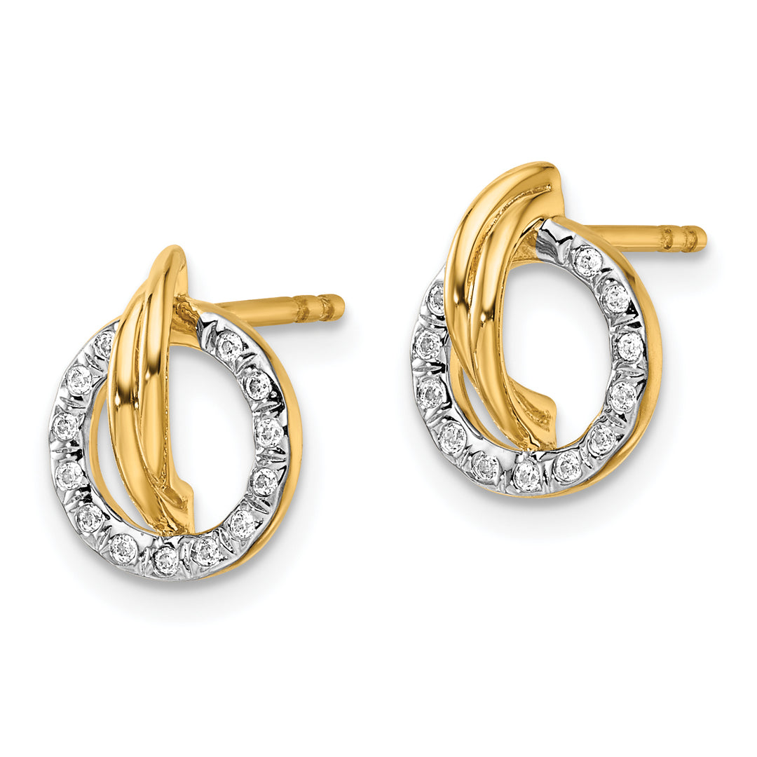 14K Yellow Gold 1/10 CT Diamond Open Circle Drop Post Earrings