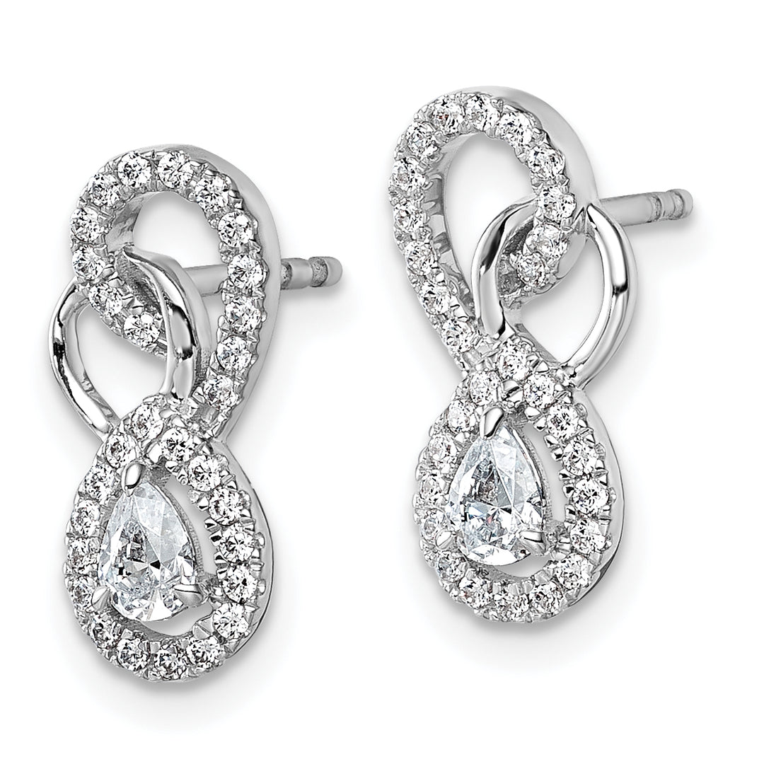 14K White Gold Polished 1/2 CT Diamond Infinity Drop Post Earrings