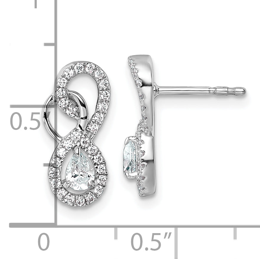 14K White Gold Polished 1/2 CT Diamond Infinity Drop Post Earrings