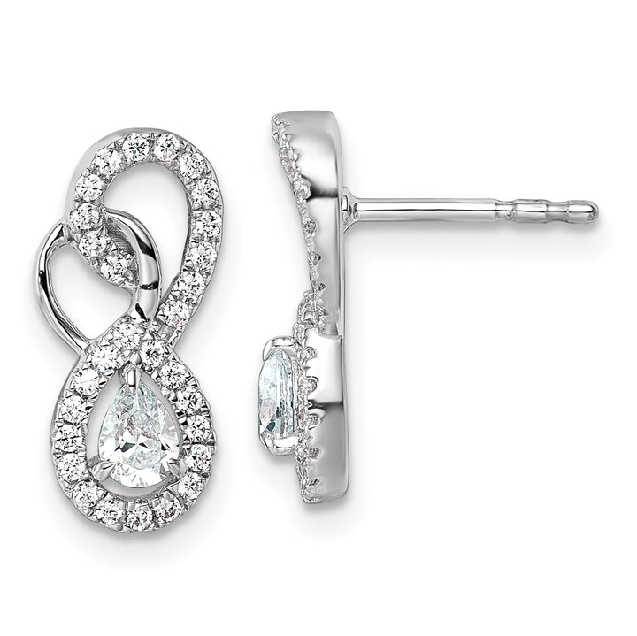 14K White Gold Polished 1/2 CT Diamond Infinity Drop Post Earrings