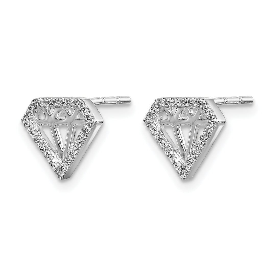 14k White Gold 1/8 CT Diamond-Shaped Design Post Earrings