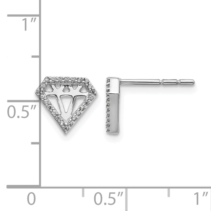 14k White Gold 1/8 CT Diamond-Shaped Design Post Earrings