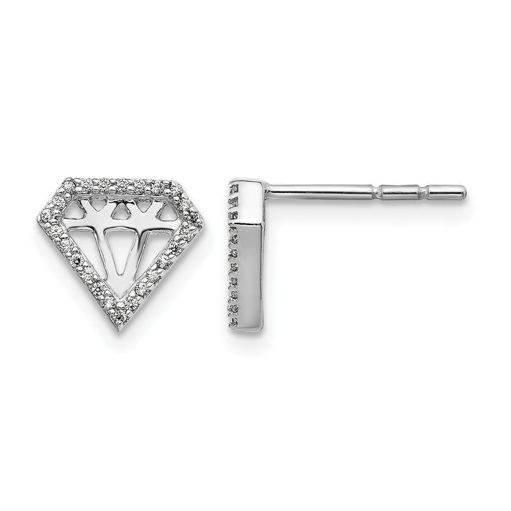 14k White Gold 1/8 CT Diamond-Shaped Design Post Earrings