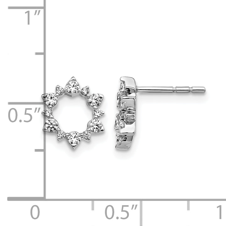 14k White Gold 3/8 CT Diamond Fancy Sunburst Design Post Earrings