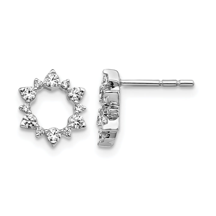 14k White Gold 3/8 CT Diamond Fancy Sunburst Design Post Earrings