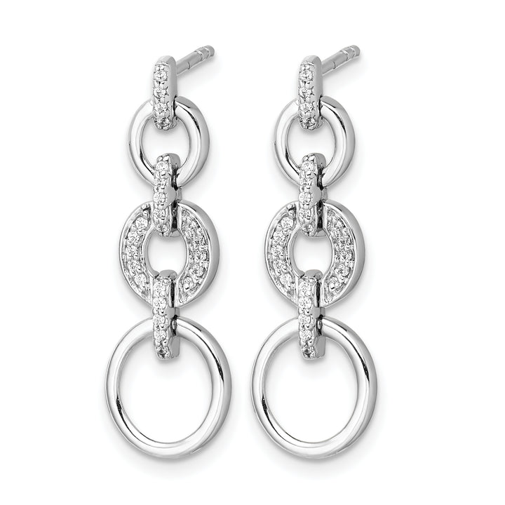 14k White Gold 1/8 CT Diamond Circles Design Dangle Post Earrings