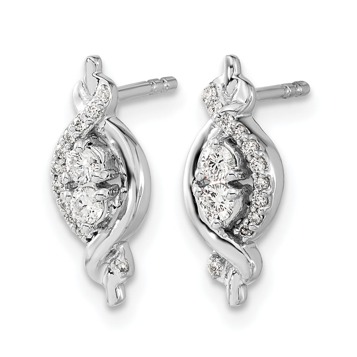 14k White Gold 1/4 CT Diamond Fancy Twist Design Post Earrings