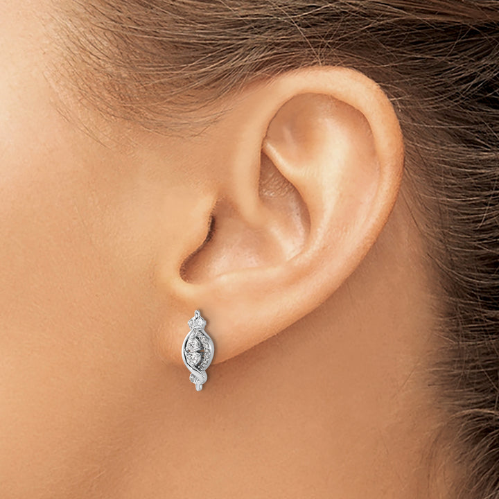 14k White Gold 1/4 CT Diamond Fancy Twist Design Post Earrings