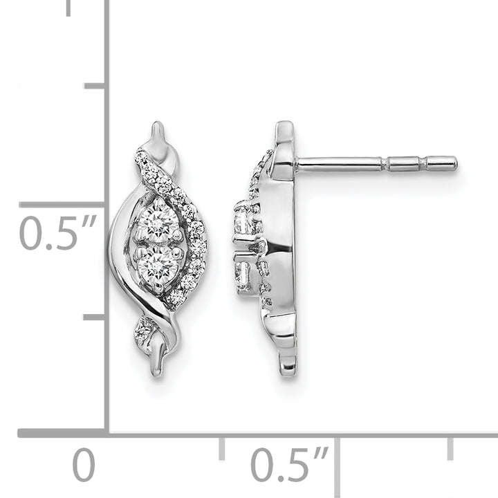 14k White Gold 1/4 CT Diamond Fancy Twist Design Post Earrings