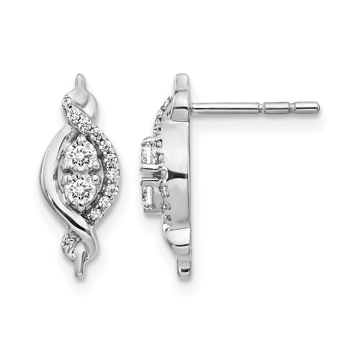 14k White Gold 1/4 CT Diamond Fancy Twist Design Post Earrings