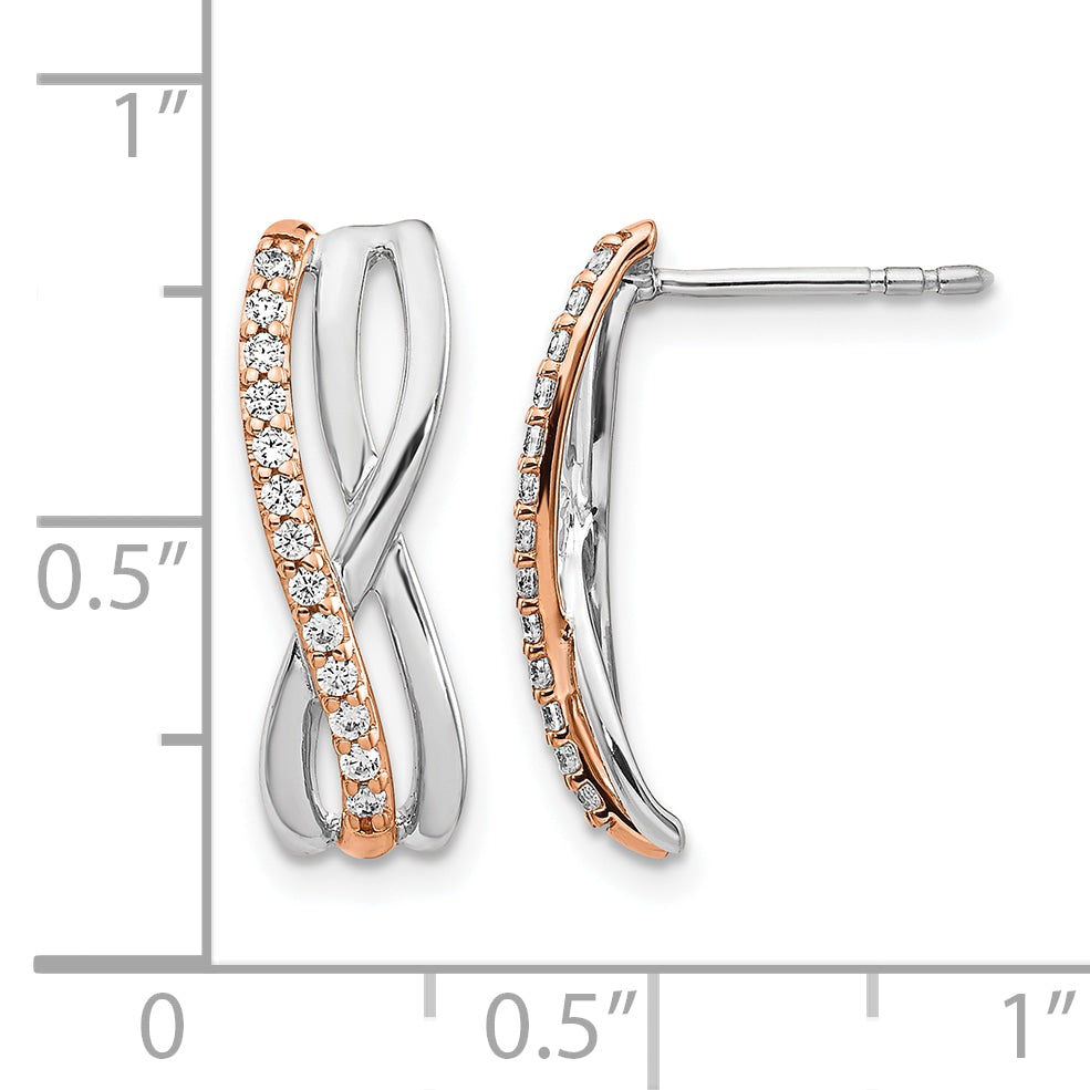 14k Rose, White Gold 1/5 CT Diamond Fancy Post Earrings