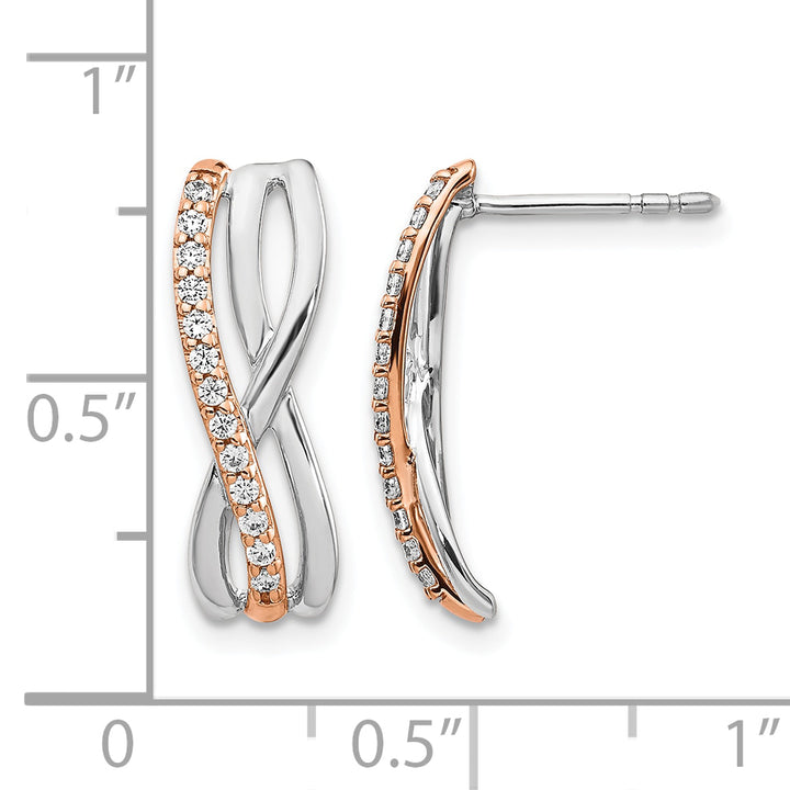 14k Rose, White Gold 1/5 CT Diamond Fancy Post Earrings