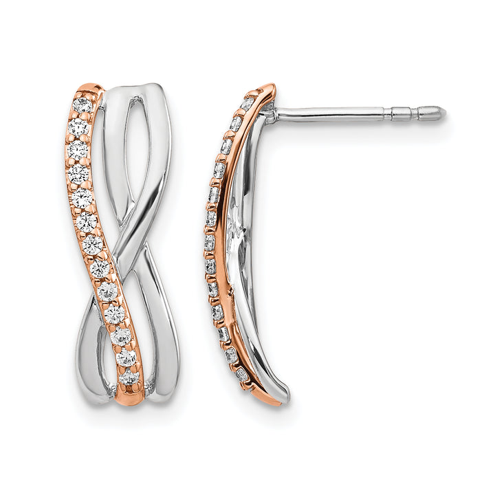 14k Rose, White Gold 1/5 CT Diamond Fancy Post Earrings