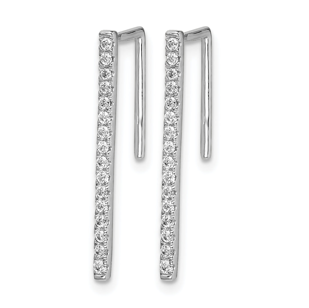 14k White Gold 1/4 CT Diamond Bar Fancy Ear Climber Earrings