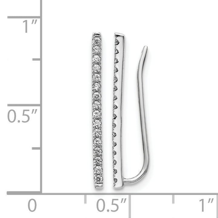 14k White Gold 1/4 CT Diamond Bar Fancy Ear Climber Earrings