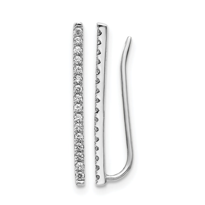 14k White Gold 1/4 CT Diamond Bar Fancy Ear Climber Earrings
