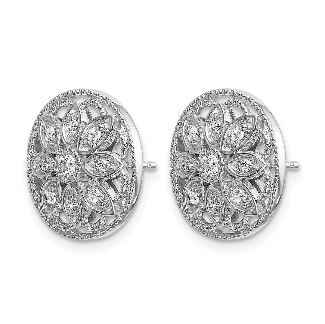 14k White Gold 1/4 CT Diamond Fancy Floral Post Earrings