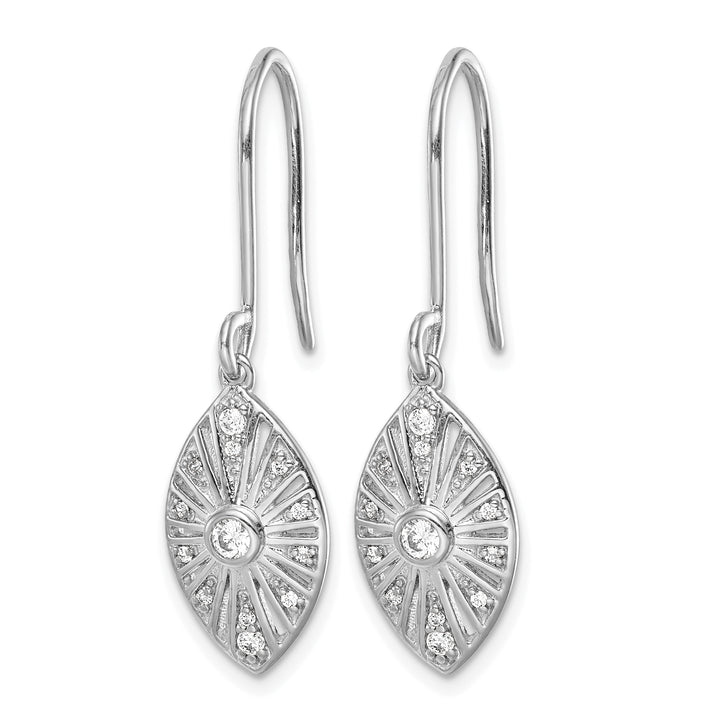 14k White Gold 1/5 CT Diamond Vintage-style Dangle Shepherd Hook Earrings