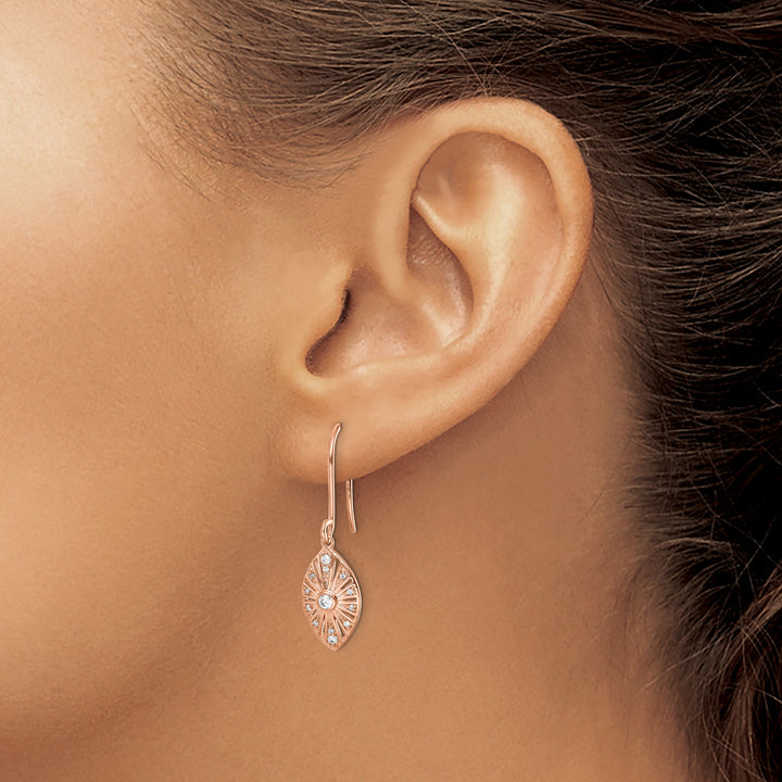 14k White Gold 1/5 CT Diamond Vintage-style Dangle Shepherd Hook Earrings