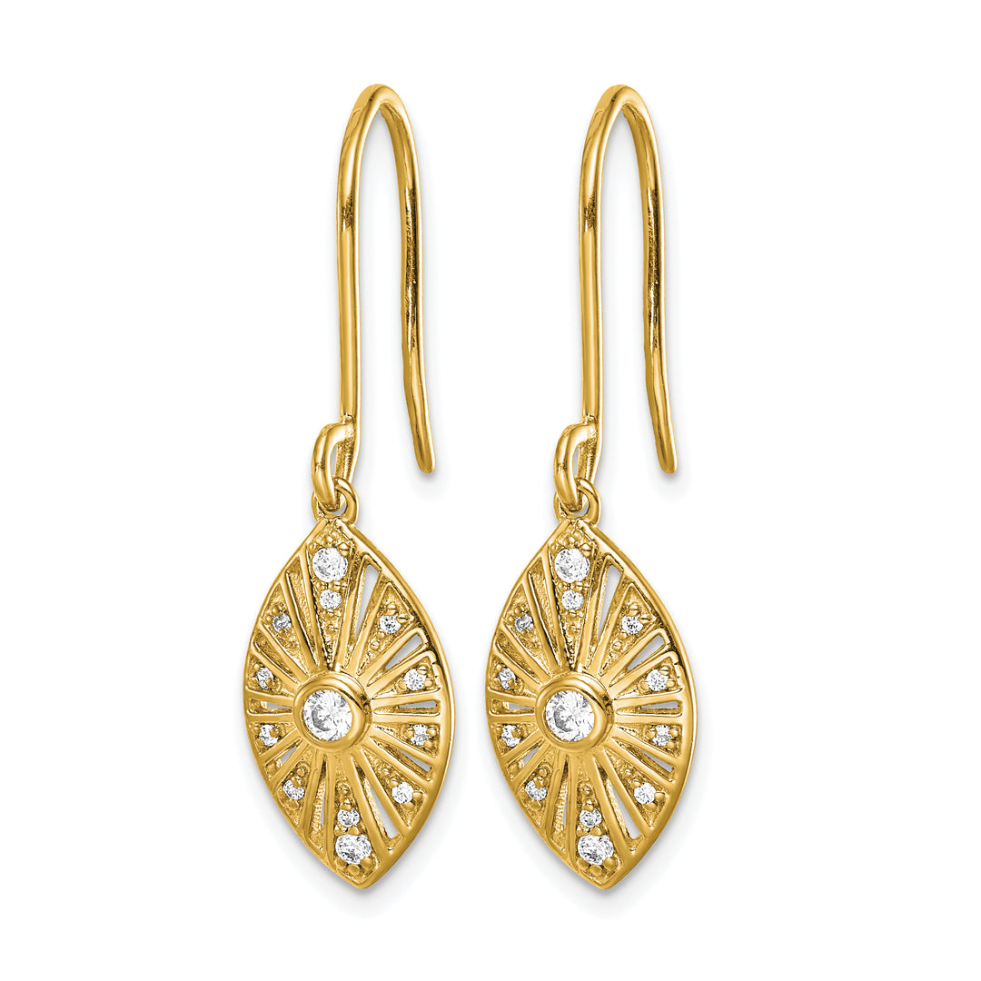 14k Yellow Gold 1/5 CT Diamond Vintage-style Dangle Shepherd Hook Earrings