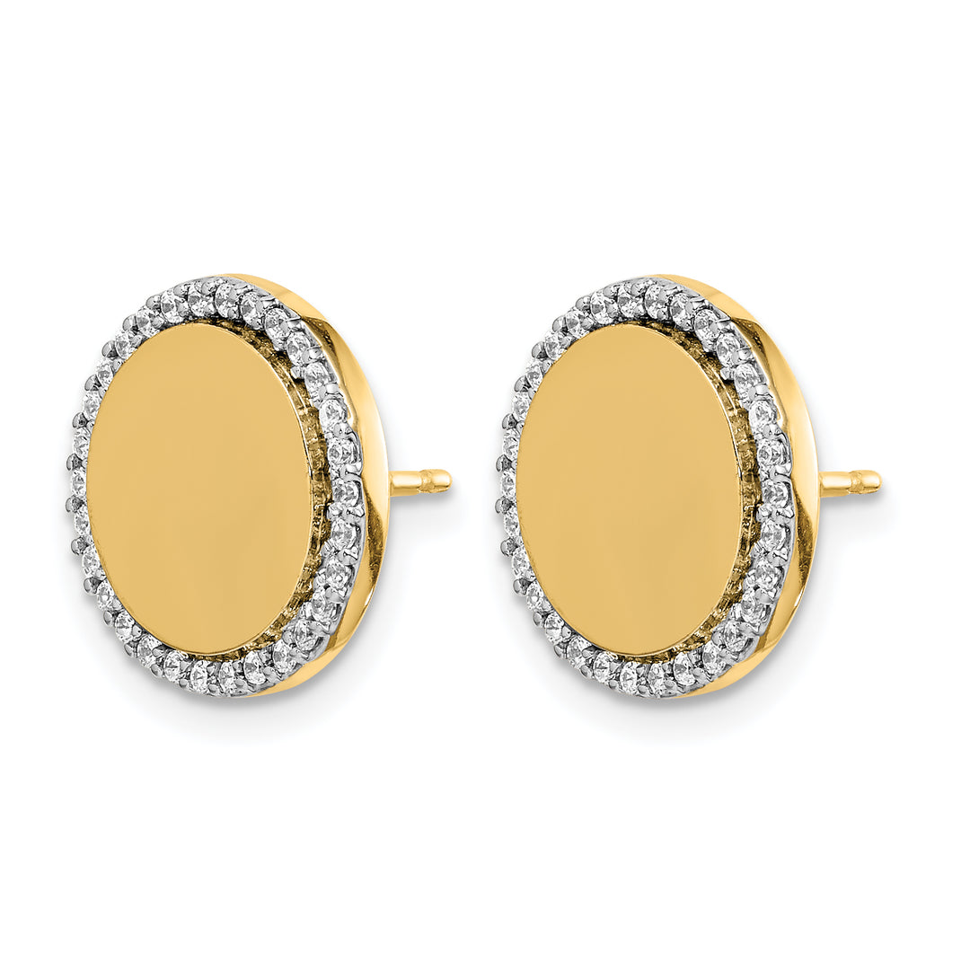 14k White Gold 1/3 CT Diamond Fancy Circle Design Post Earrings