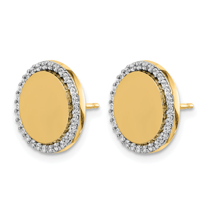 14k White Gold 1/3 CT Diamond Fancy Circle Design Post Earrings