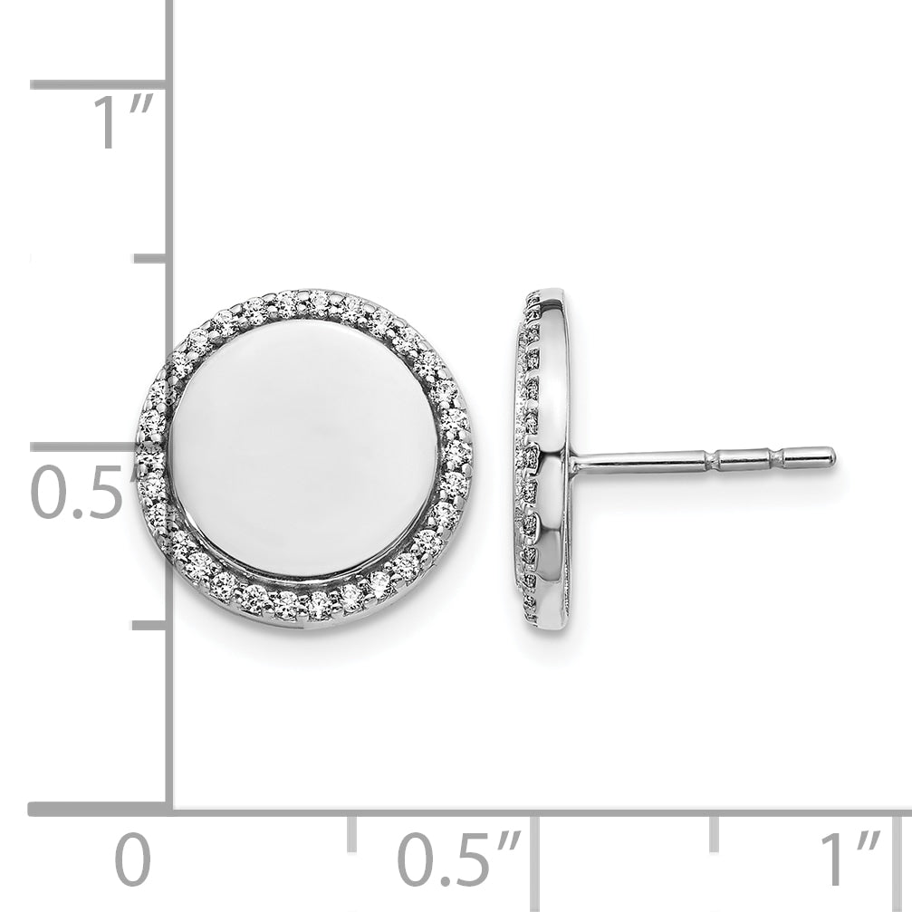 14k White Gold 1/3 CT Diamond Fancy Circle Design Post Earrings