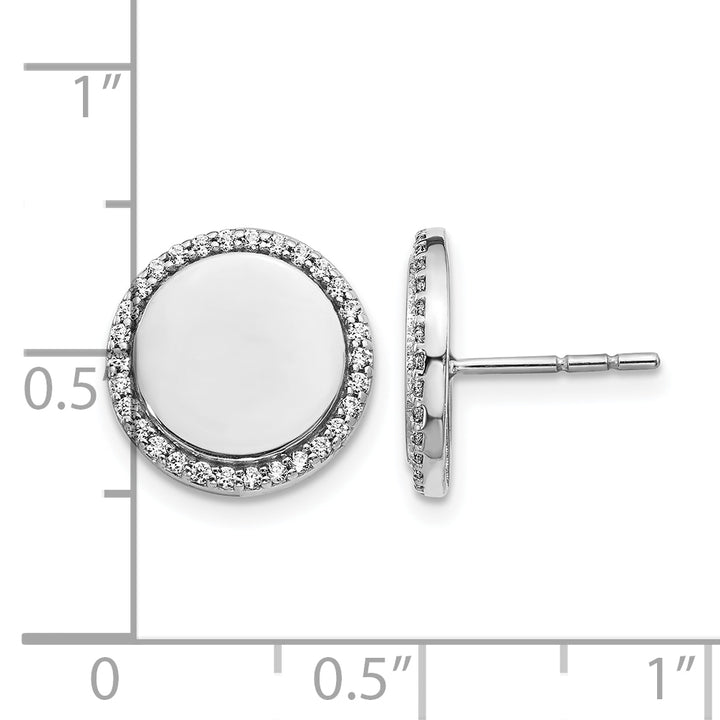 14k White Gold 1/3 CT Diamond Fancy Circle Design Post Earrings