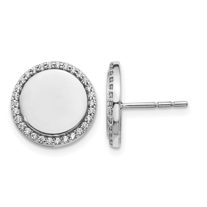 14k White Gold 1/3 CT Diamond Fancy Circle Design Post Earrings