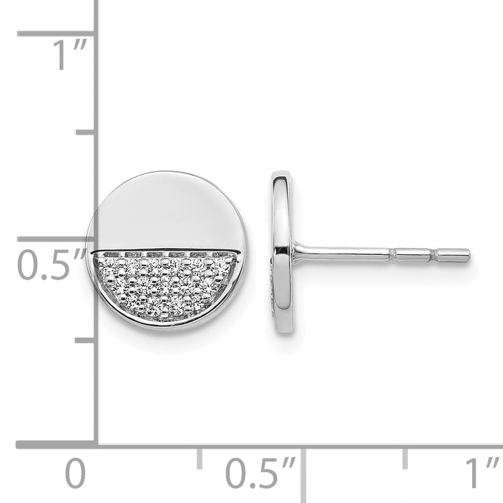 14k White Gold 1/5 CT Diamond Fancy Circle Post Earrings