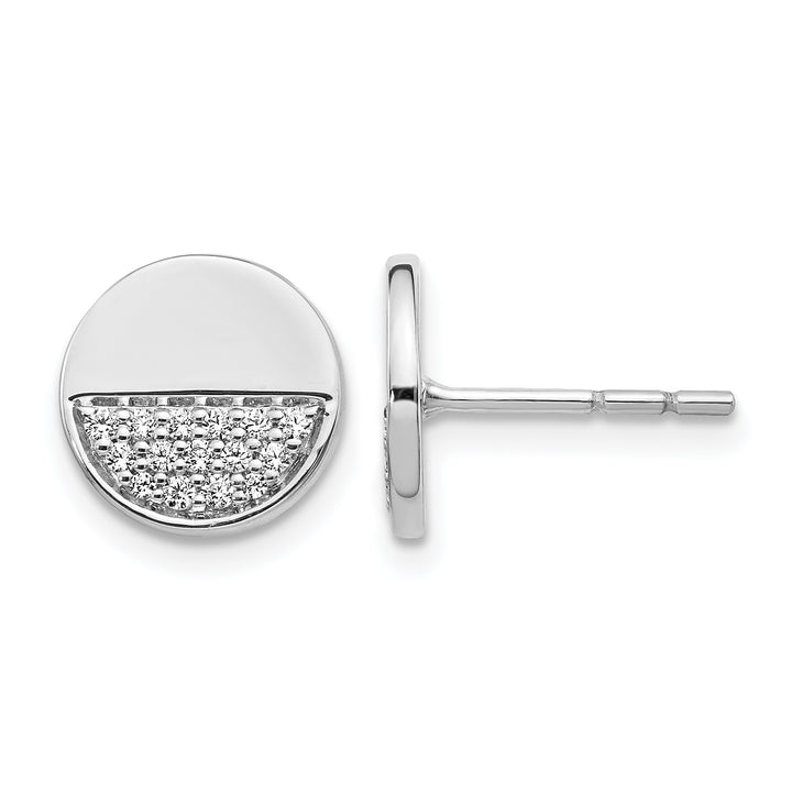 14k White Gold 1/5 CT Diamond Fancy Circle Post Earrings