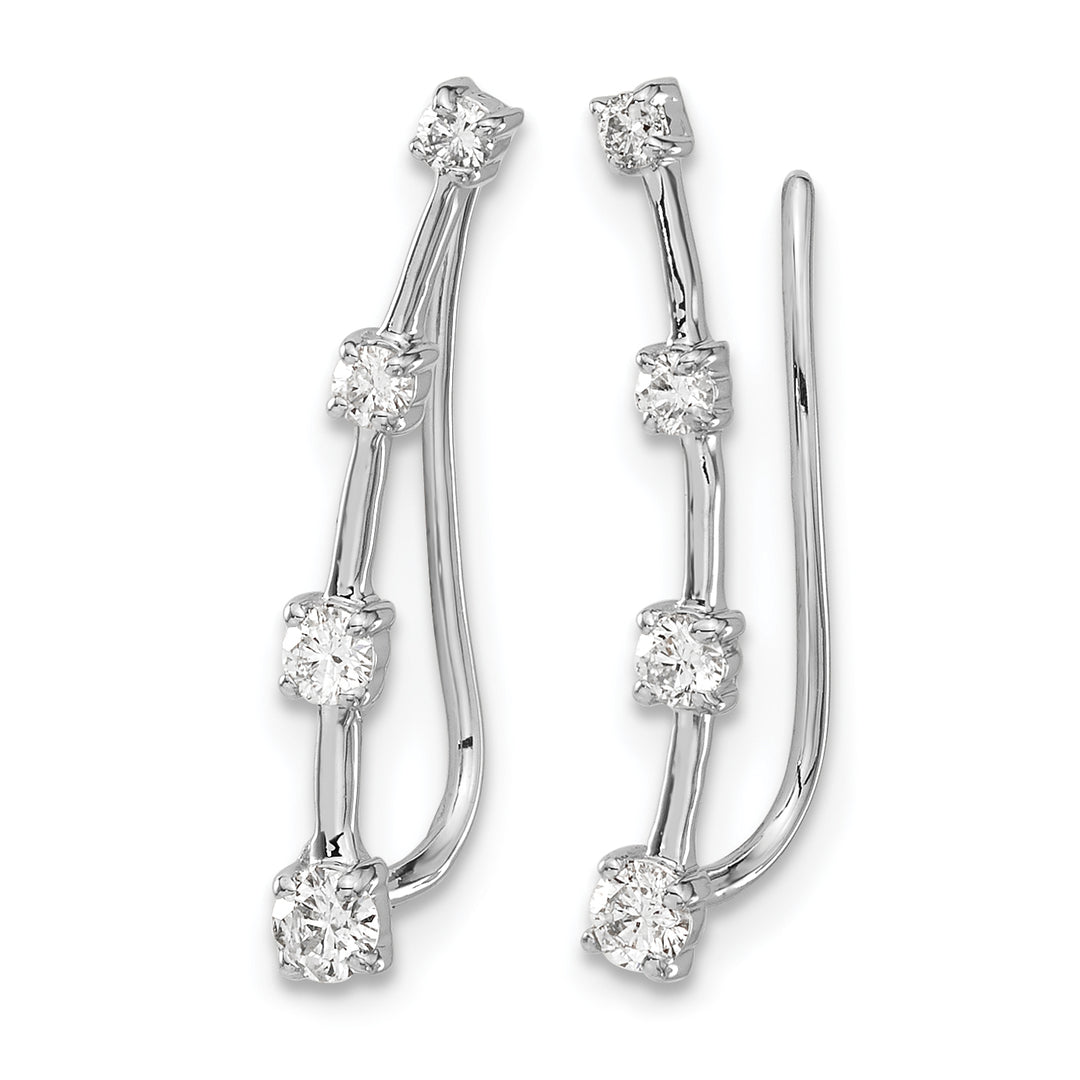 14k White Gold 1/3 CT Diamond Graduated 4-stone Ear Climber Earrings