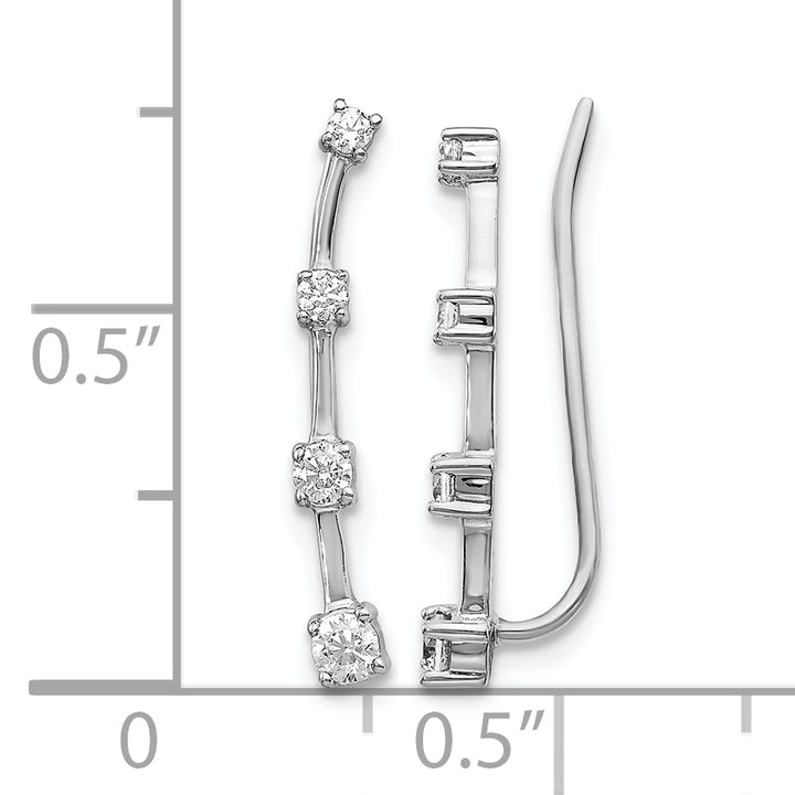 14k White Gold 1/3 CT Diamond Graduated 4-stone Ear Climber Earrings